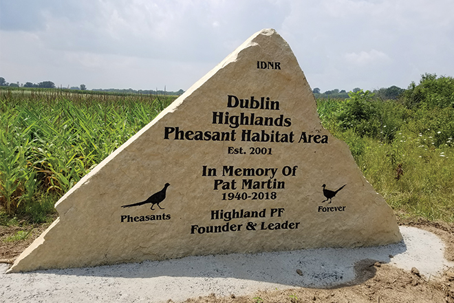 the commemorative stone to honor Pat Martin