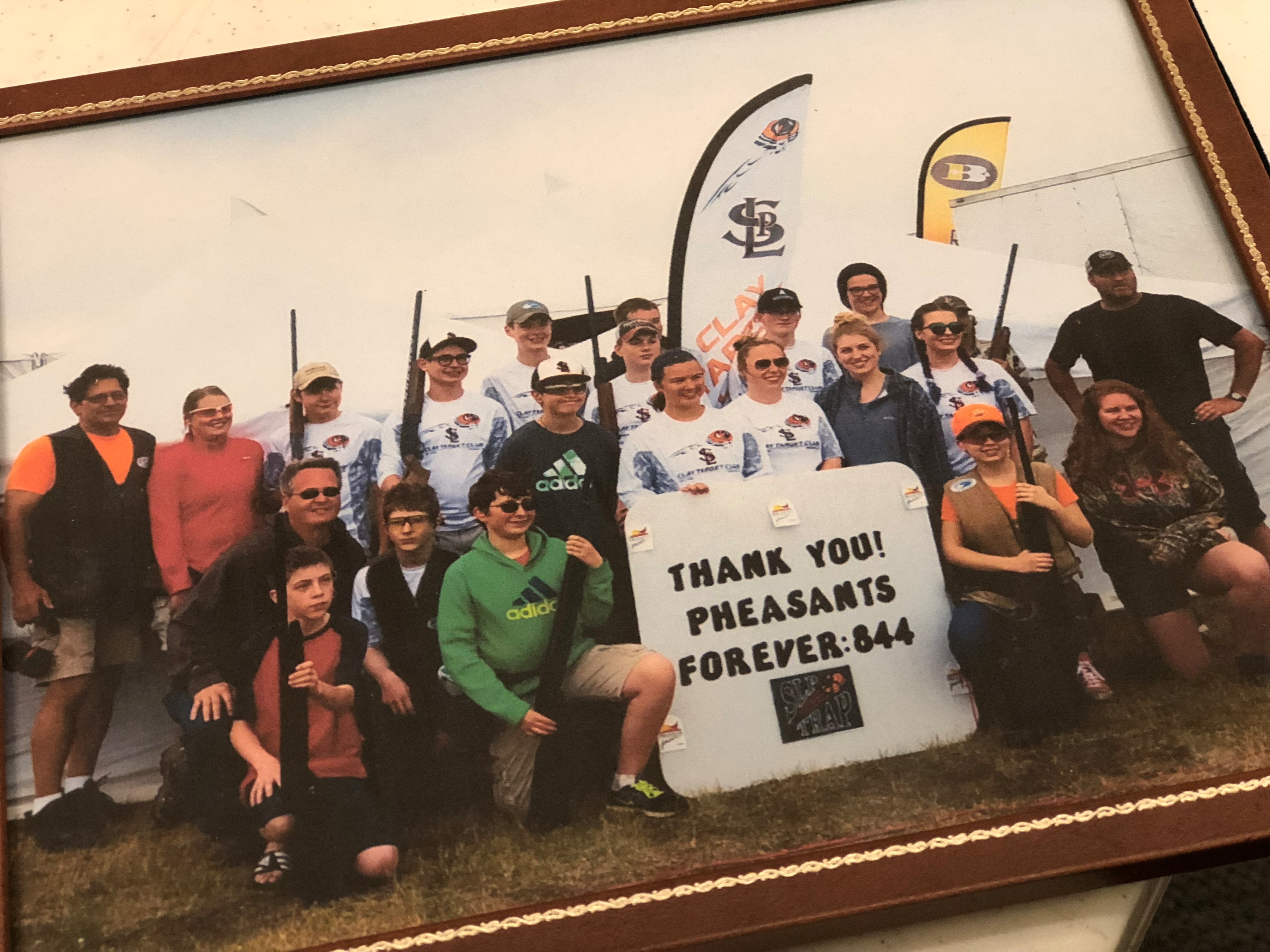 The St. Louis Park High School clay target team gave a framed "Thank You" picture to the chapter for sponsoring the team. The St. Louis Park High School clay target team gave a framed "Thank You" picture to the chapter for sponsoring the team.