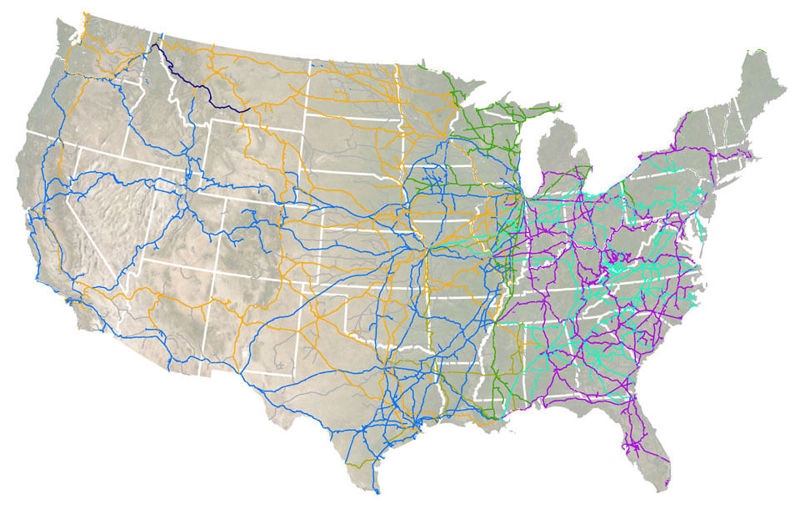 US National Railway Network map