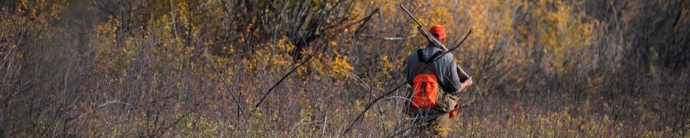 hunter walking in field